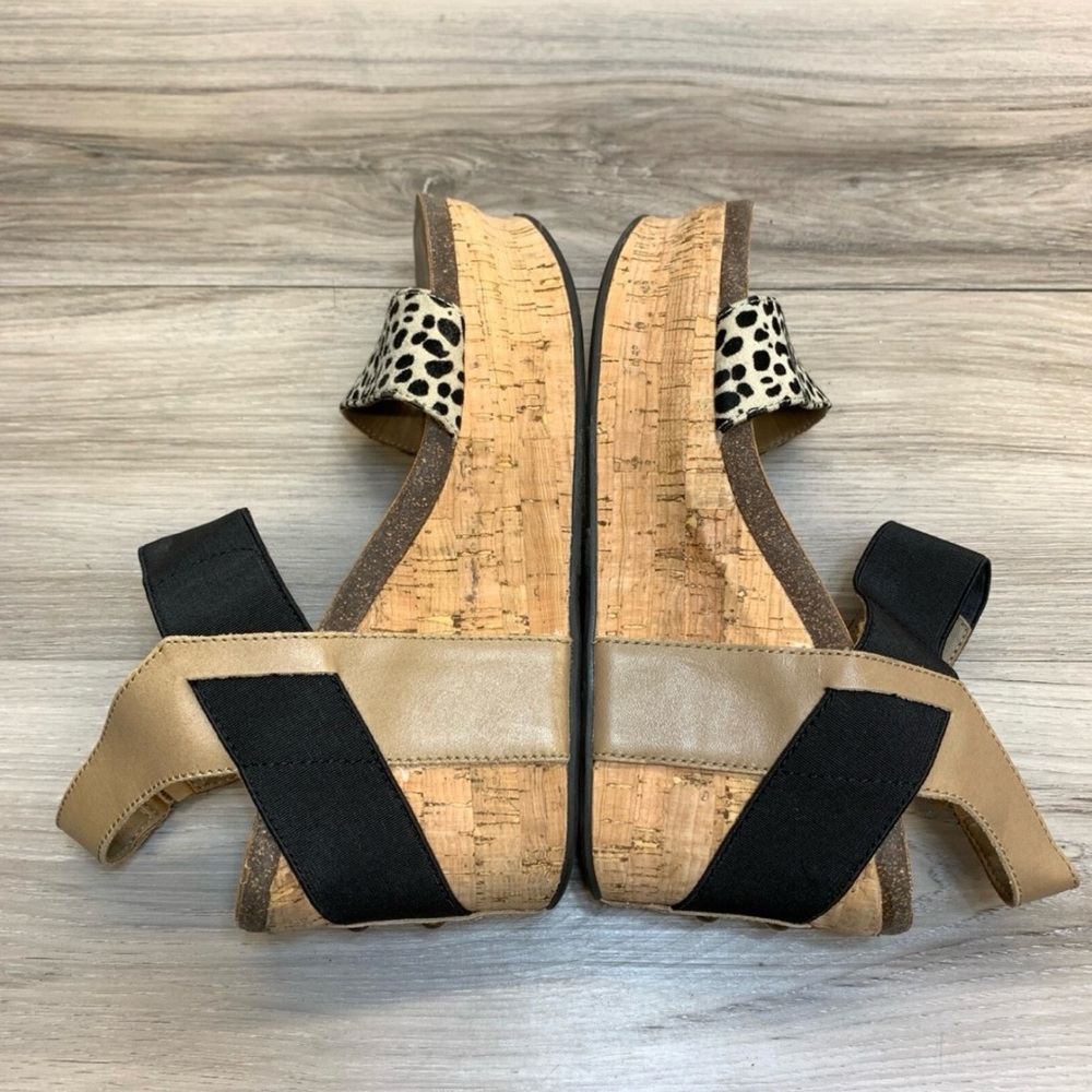 Black and Tan Wedges with Cork Platform
